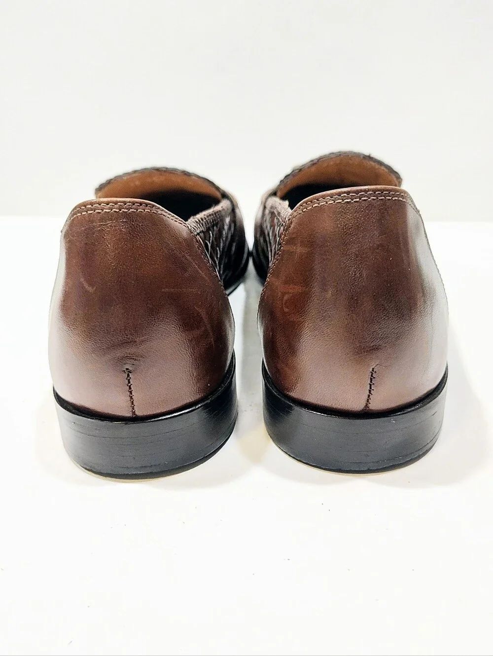 Zelli Riviera Woven Calfskin Tassel Dress Loafers Brown Men's 13 M Made in Italy